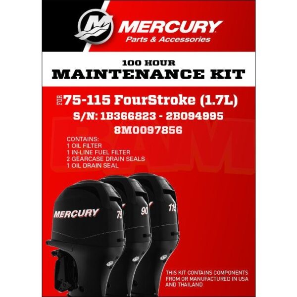 100 uur service kit mercury 75tot 115 pk