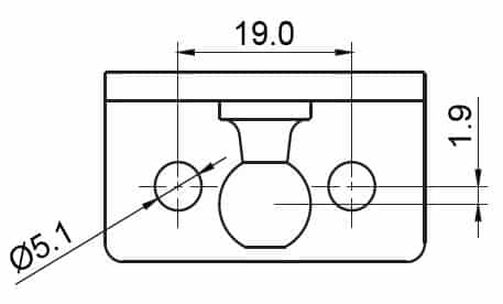 RVS Bracket 10 mm montage bovenaanzicht type wc1 omgekeerd