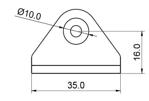RVS Bracket 10 mm montage bovenaanzicht type wc1 vooraanzicht