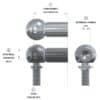 end fitting ball joint maten aanduiding