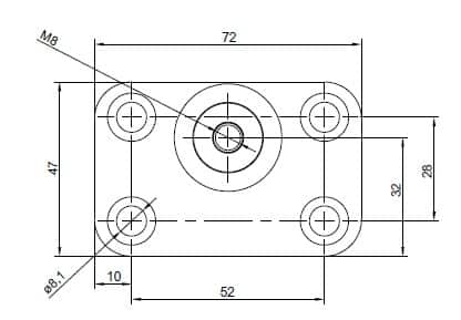 RVS Bracket 8 mm montage boven aanzicht type w8