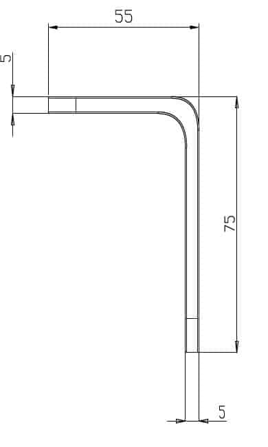RVS Bracket 10 mm montage zijaanzicht gate small