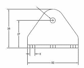 RVS Bracket 5 mm montage vooraanzicht type wag