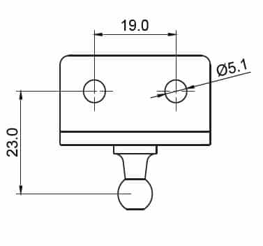 RVS Bracket 8 mm montage bovenaanzicht type wc 90