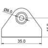RVS Bracket 8 mm montage vooraanzicht type wc 90