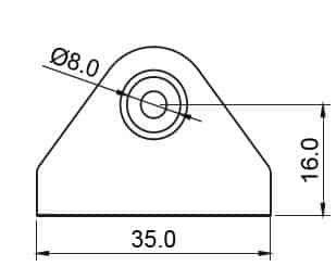 RVS Bracket 8 mm montage vooraanzicht type wc 90