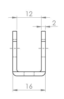 RVS Bracket 8 mm montage zijaanzicht type asp a